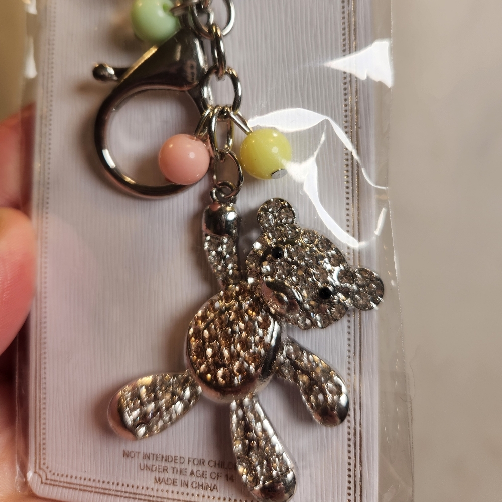 Silver Bear Key Chain/Bag Charm